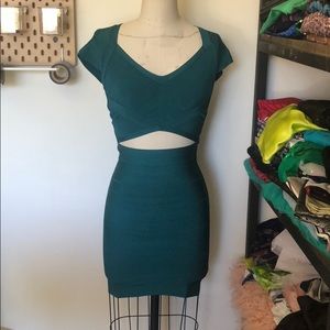 Bebe 2 piece bandage wrap top and skirt